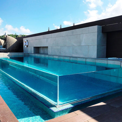 Villa piscina exterior de borda a borda Fibra de vidro temperada piscina de vidro parede piscina