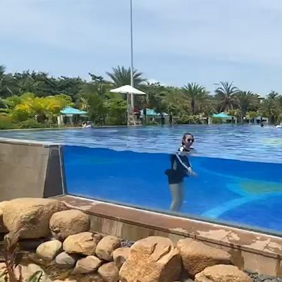 Treinamento de instalação de janelas acrílicas de tamanho personalizado para piscinas subaquáticas residenciais