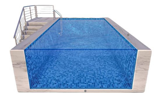 Janela de piscina transparente Container de estrutura de aço pré-fabricado piscina para natação acima do solo