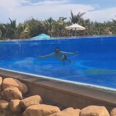 Processo de polimerização a temperatura constante seca Vidro de piscina sem fim para piscinas