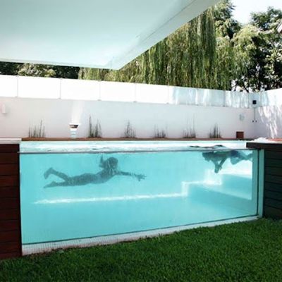 Vila pátio personalizado exterior grande tamanho piscina acrílica com folha de painel
