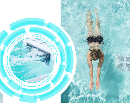 Piscina de luxo acima do solo Fibra de vidro Infinito transparente com placas de madeira