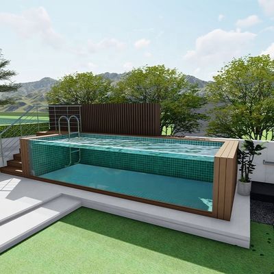 Piscina exterior de fibra de vidro Alta diafanalidade 92,5% e design claro/transparente