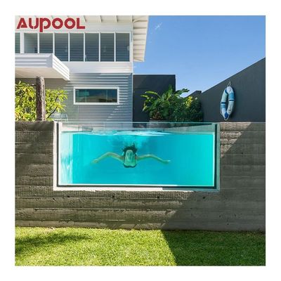 Piscina de aço pré-fabricada com estrutura metálica montada com filtro de areia e acrílico transparente