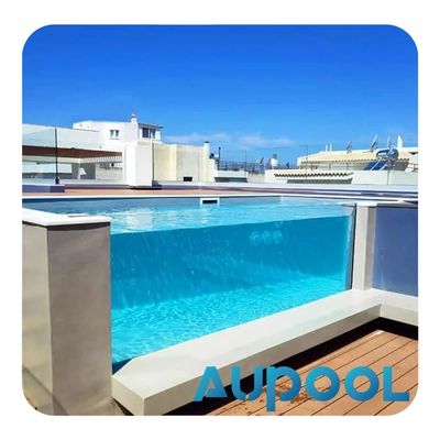 Villa privada jardim piscina de vidro acrílico resistente a intempéries piso piscina