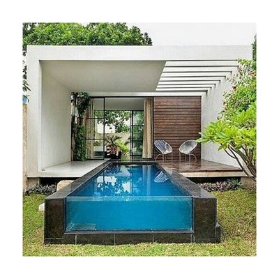 Villa privada jardim piscina de vidro acrílico resistente a intempéries piso piscina