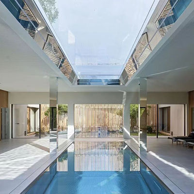 Villa privada jardim piscina de vidro acrílico resistente a intempéries piso piscina