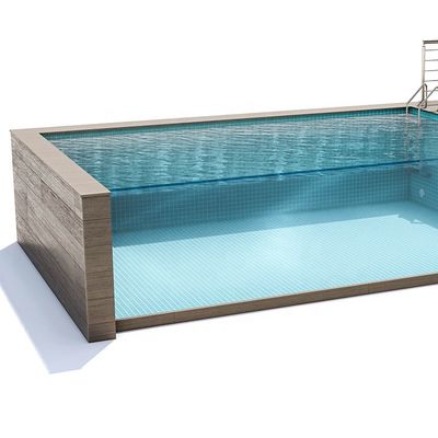 Grande piscina pré-fabricada de vidro acrílico transparente para piscinas exteriores acima do solo