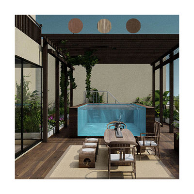 Material acrílico lucido acima do solo piscina com janela da piscina e design infinito