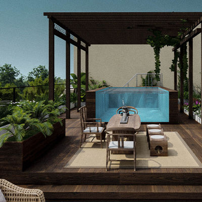 Piscinas pré-fabricadas Janela de parede de vidro não amarelado para piscina no quintal grande