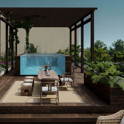 AUPOOL Piscina pré-fabricada Janela de painel acrílico e contra-corrente com bomba Fliter