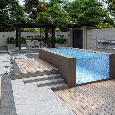 AUPOOL Piscina pré-fabricada Janela de painel acrílico e contra-corrente com bomba Fliter