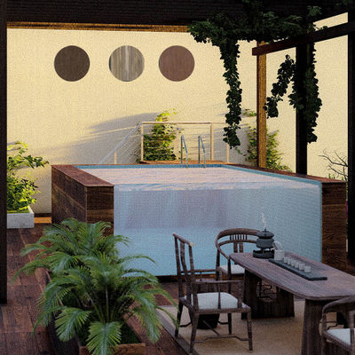 AUPOOL Piscina pré-fabricada Janela de painel acrílico e contra-corrente com bomba Fliter