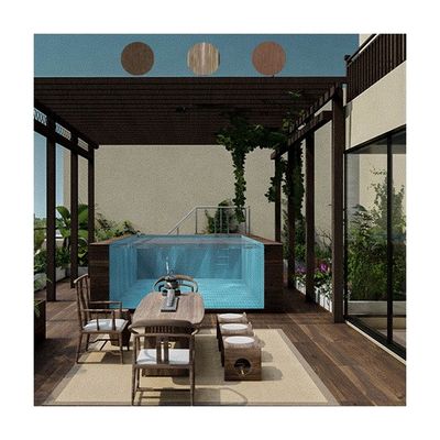 Piscina pré-fabricada de função infinita com janela de painel acrílico e construção de aço inoxidável