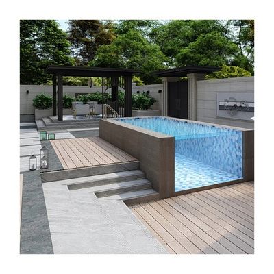 Piscina pré-fabricada de função infinita com janela de painel acrílico e construção de aço inoxidável