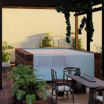 18ft acima do solo piscina com estrutura de metal e janela acrílica em cores transparentes