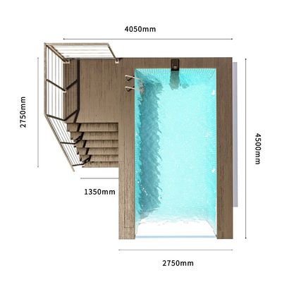Piscina pré-fabricada no quintal com design infinito e bomba de ar