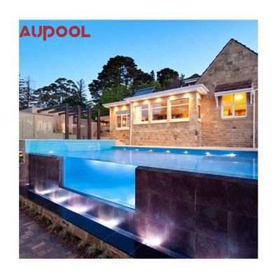 Piscina acrílica AUPOOL Jardim Área de Natação Infinita Spa de Natação Longa com cobertura e aquecedor