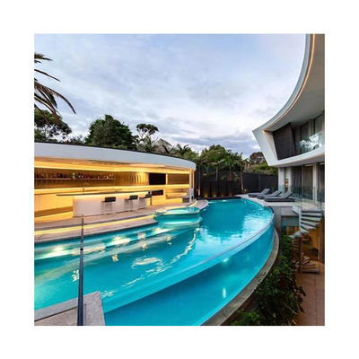 Piscina para pátio traseiro Transmissão de luz acrílica infinita Spa de natação de fibra de vidro transparente