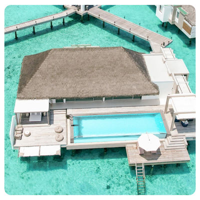 Piscina modular de fibra de vidro transparente e personalizável acima do solo para o Trendy Island Resort Villa