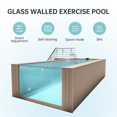 Piscina móvel rectangular de fibra de vidro de alta transmissão de luz para pátio familiar grande
