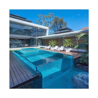 Design de piscina ao ar livre com painel acrílico suspenso de 90 mm e 100 mm de espessura