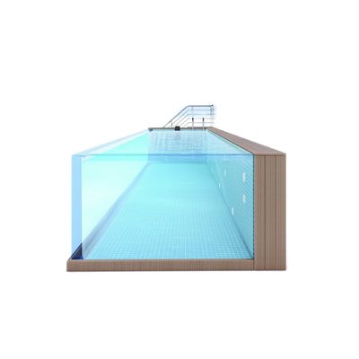 Piscina familiar modular pré-fabricada no quintal com painel acrílico de vidro acima do solo