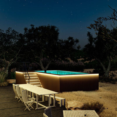 Piscinas de contêineres pré-fabricadas de chapas de aço compostas e FRP