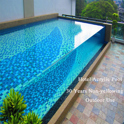 Villa piscina exterior de borda a borda Fibra de vidro temperada piscina de vidro parede piscina
