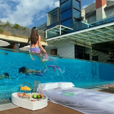 Piscina de vidro transparente com plexi acrílico e piscina acrílica PMMA