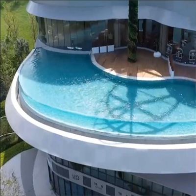Piscina de vidro transparente com plexi acrílico e piscina acrílica PMMA