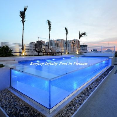 Material de construção AUPOOL 30 anos Piscina acrílica não amarelada para telhado de hotel no Vietnã