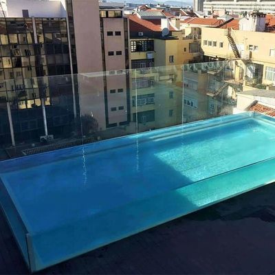 Parede de janela espessa acima do solo piscina acrílica com alta transmissão de luz 93%