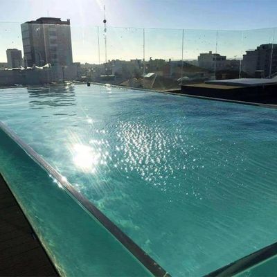 Parede de janela espessa acima do solo piscina acrílica com alta transmissão de luz 93%