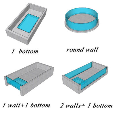 Material de construção Piscina de plástico transparente de plexiglás para natação ao ar livre